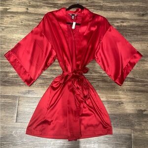 Victoria’s Secret Short Red Satin Robe (size: XS)